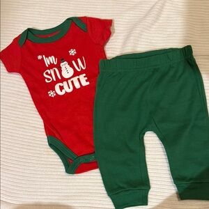Kidgets Red and Green Holiday Bodysuit I'm Snow Cute